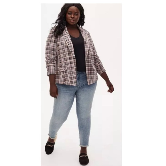 TORRID Studio Double Knit Plaid Blazer Sz 00 or M 10 NWOT office academia preppy - Picture 3 of 11
